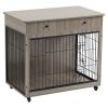 Dog Crate Furniture, Wooden Dog Crate End Table, 38.4 Inch Dog Kennel with 2 Drawers Storage, Heavy Duty Dog Crate, Decorative Pet Crate Dog Cage for