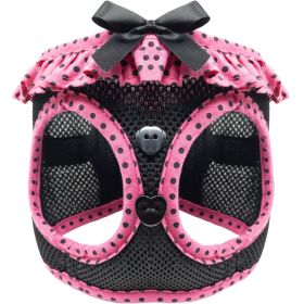 American River Choke Free Dog Harness (Color: Hot Pink and Black Polka Dot Ruffle, size: large)