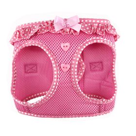 American River Choke Free Dog Harness (Color: Pink Polka Dot Ruffle, size: large)