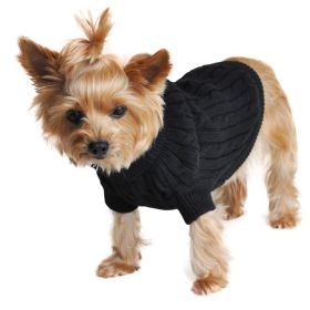 Dog Cable Knit 100% Cotton Sweater Jet Black (size: large)