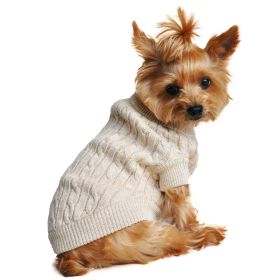 Dog Cable Knit 100% Cotton Sweater Oatmeal (size: large)