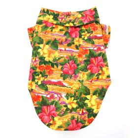 Hawaiian Camp Shirt (Color: Sunset Hibiscus, size: large)