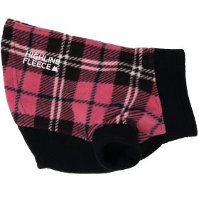 Highline Fleece Dog Coat (Color: Pink and Black Plaid, size: Size 24)