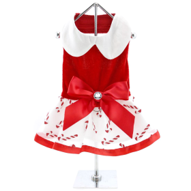 Christmas Candy Cane Dress and Matching Leash (size: X-Small)