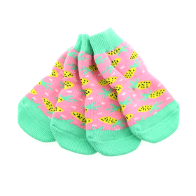 Non-Skid Dog Socks (Color: Pineapple, size: large)