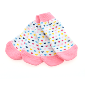 Non-Skid Dog Socks (Color: Hearts, size: small)