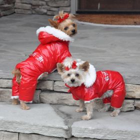 Red Ruffin It Dog Snow Suit Harness (size: small)